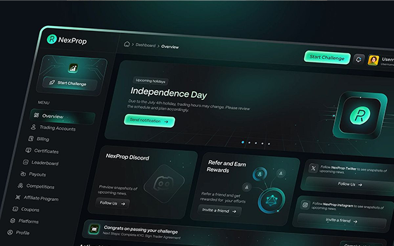 NexProp – داشبورد منصة تداول - من أعمال انطلاق